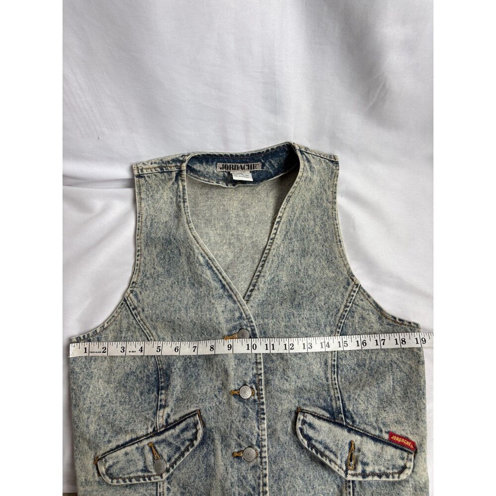 Vintage Jordache Denim Vest Light Acid Wash Size S Biker Retro Western Cotton - Picture 11 of 11